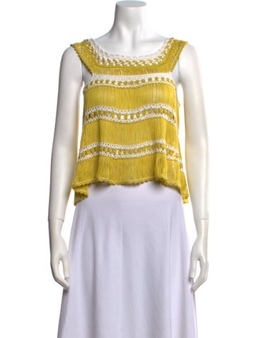 My Beachy Side Tops Patterned Square Neckline Crop Top S