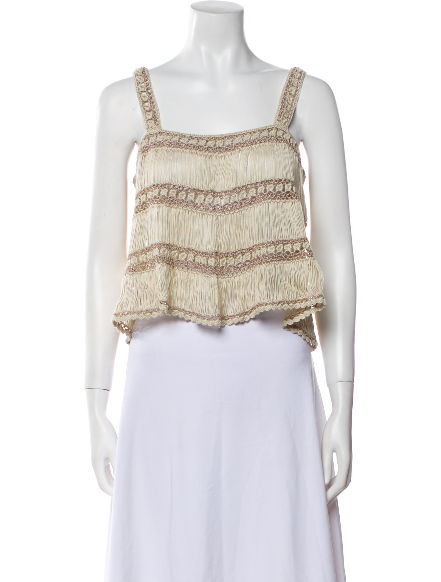 My Beachy Side Patterned Square Neckline Crop Top w/ Tags