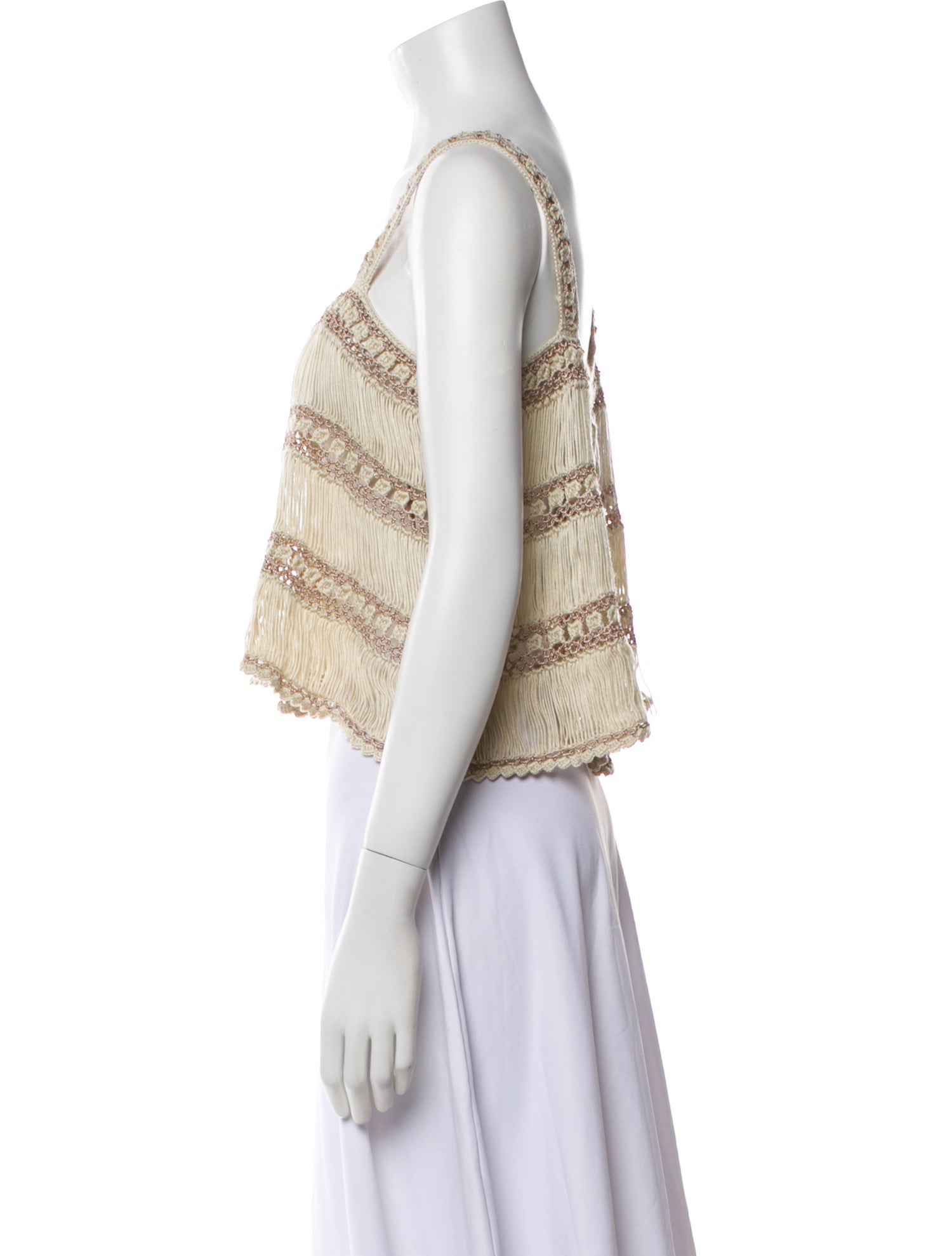 My Beachy Side Patterned Square Neckline Crop Top w/ Tags