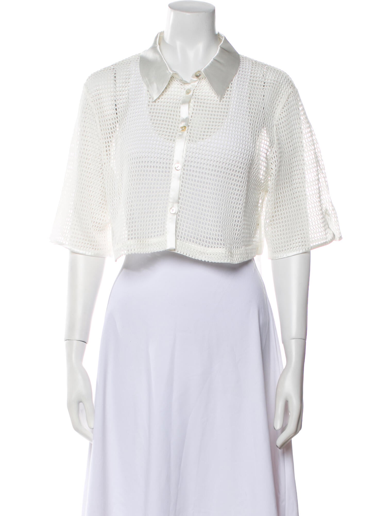 My Beachy Side Lace Pattern Three-Quarter Sleeve Crop Top w/ Tags