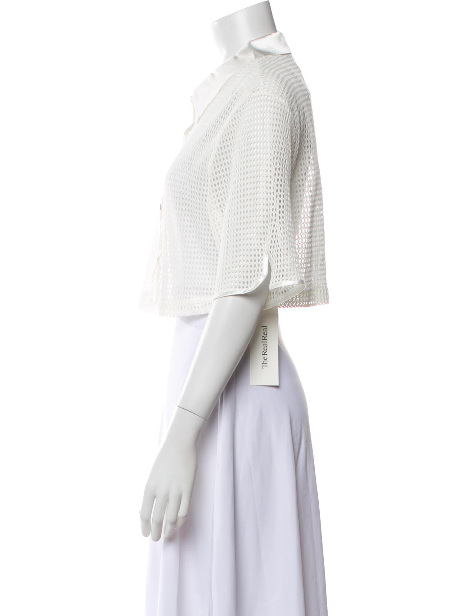 My Beachy Side Lace Pattern Three-Quarter Sleeve Crop Top w/ Tags