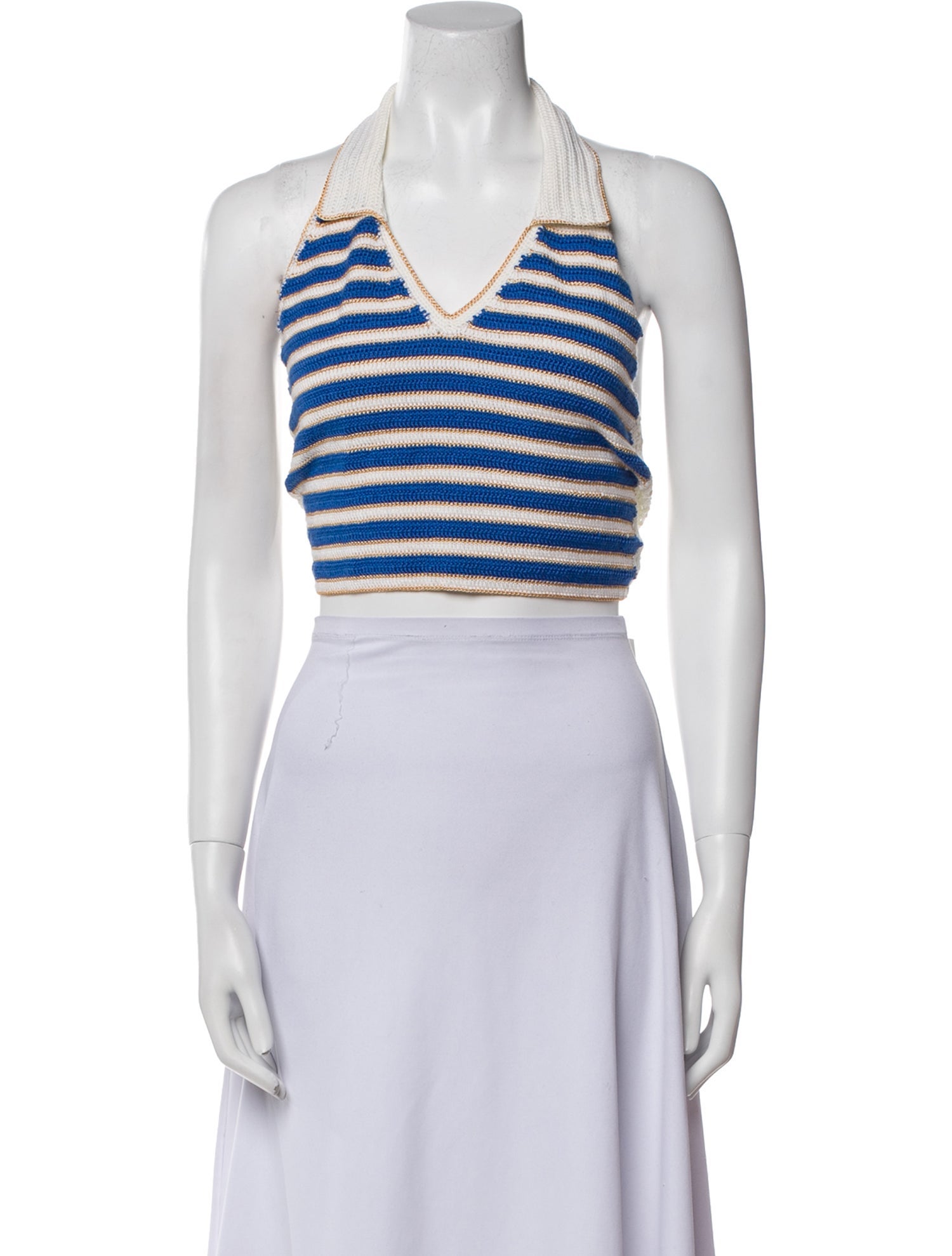 My Beachy Side Striped V-Neck Crop Top w/ Tags