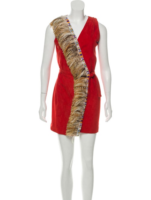 Blood & Honey Embellished Wrap Dress Red