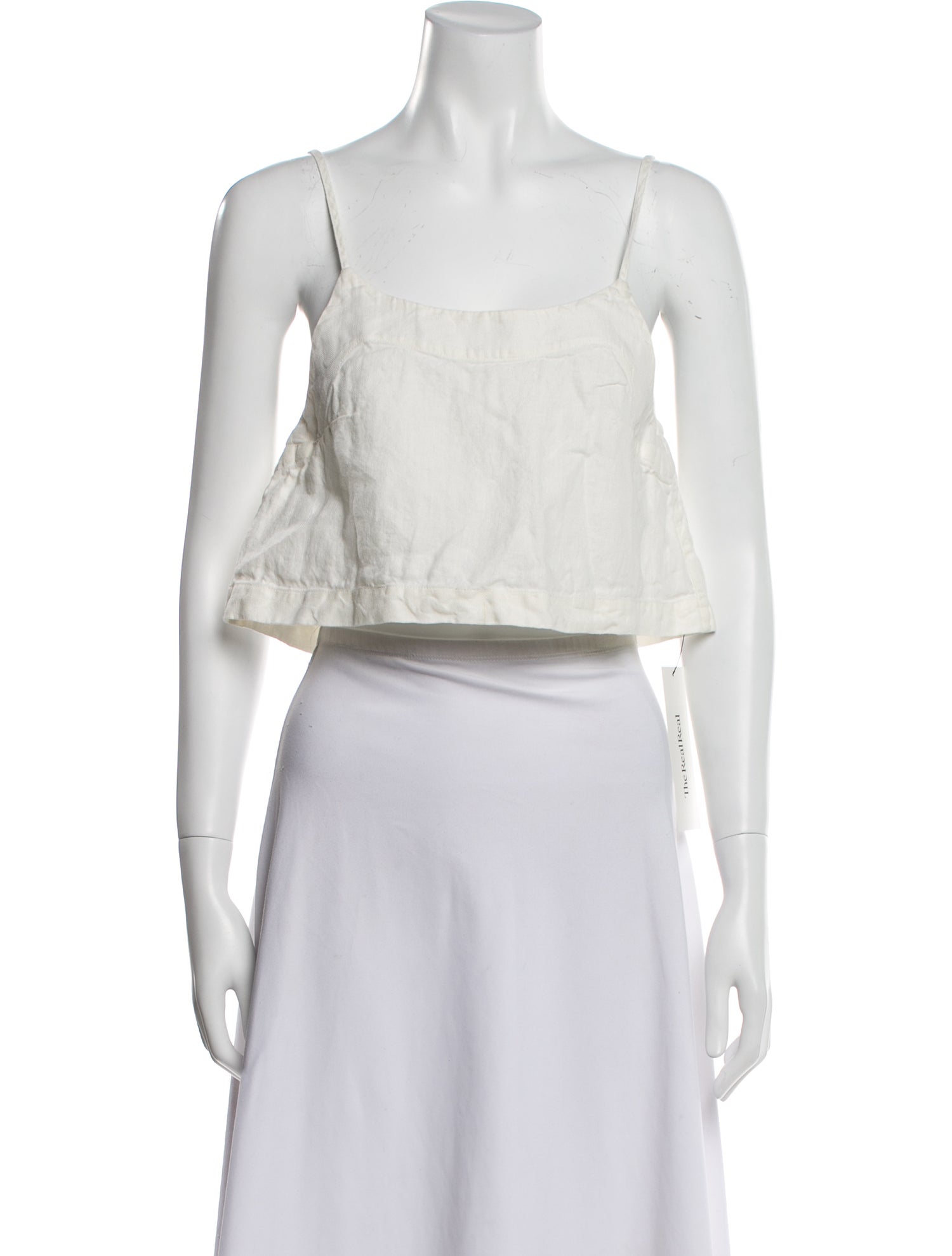Bondi Born Linen Square Neckline Crop Top