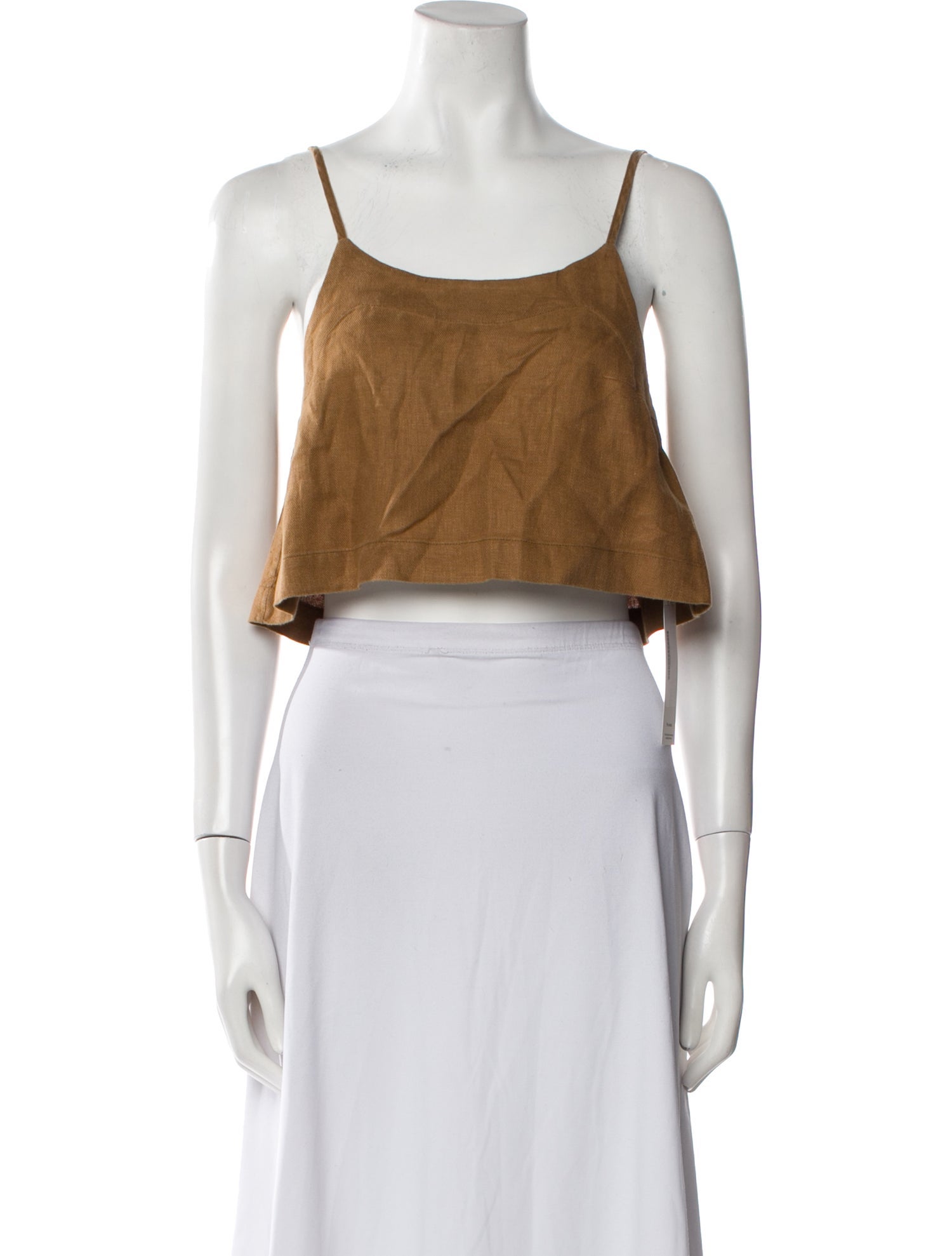 Bondi Born Linen Square Neckline Crop Top