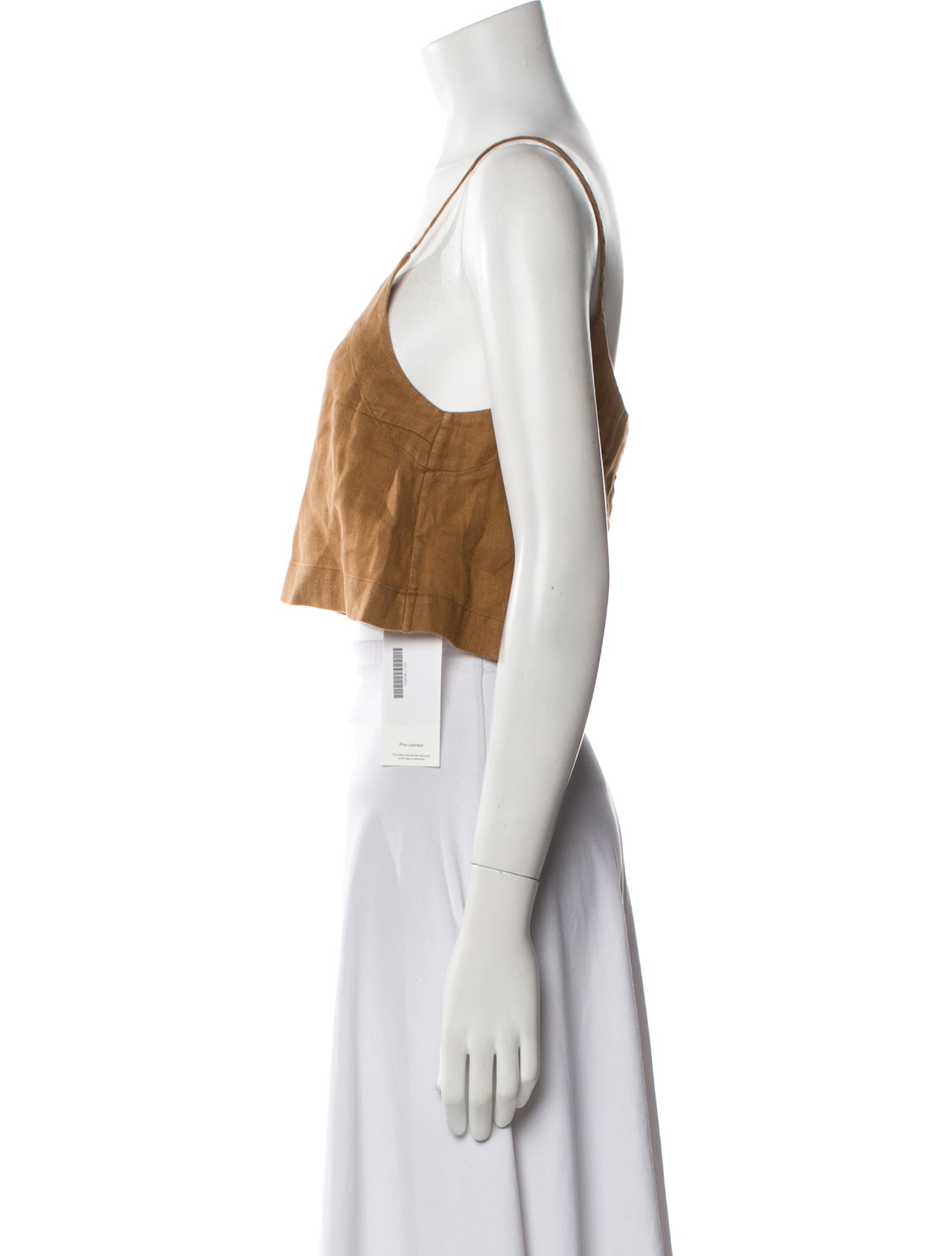 Bondi Born Linen Square Neckline Crop Top