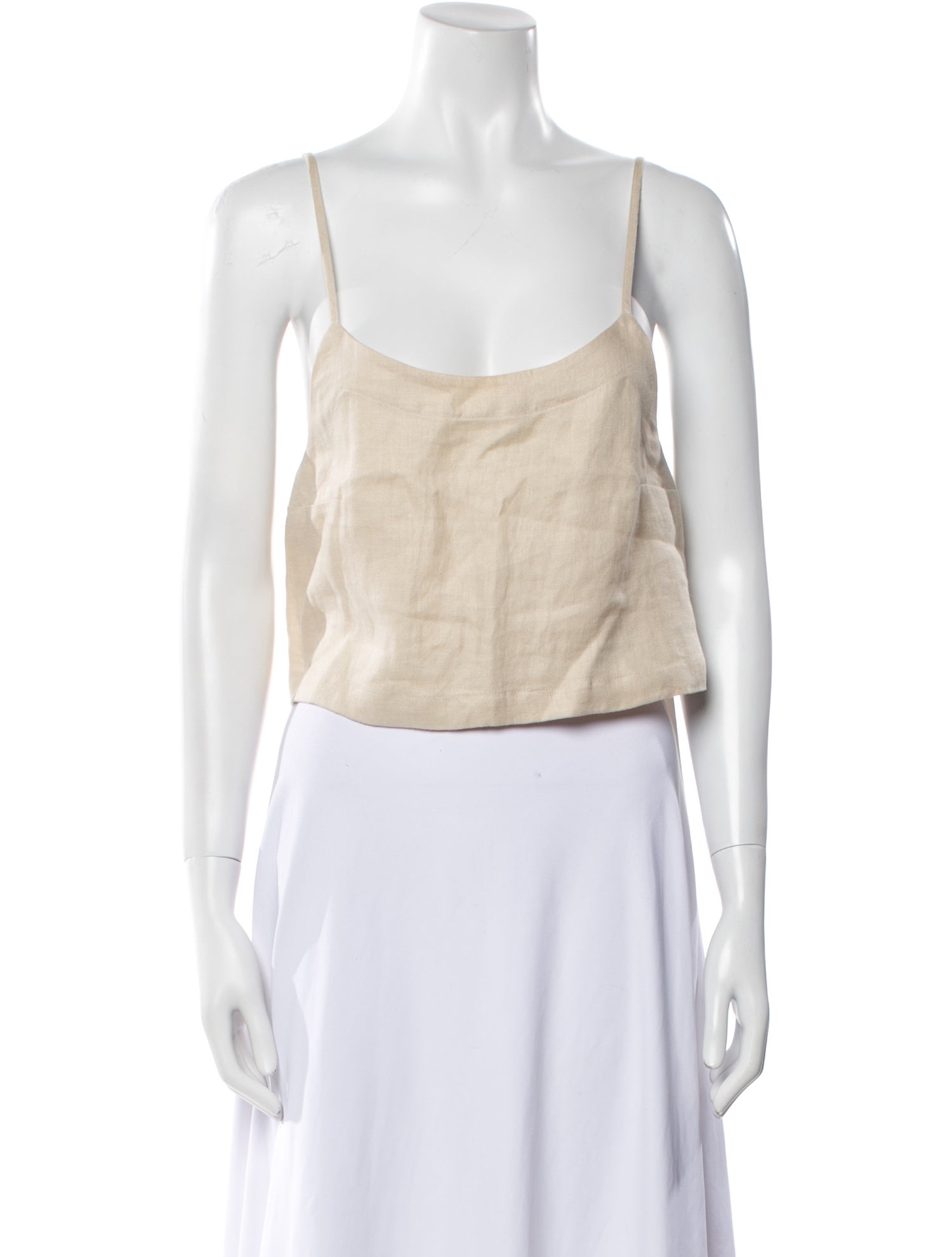 Bondi Born Linen Scoop Neck Crop Top
