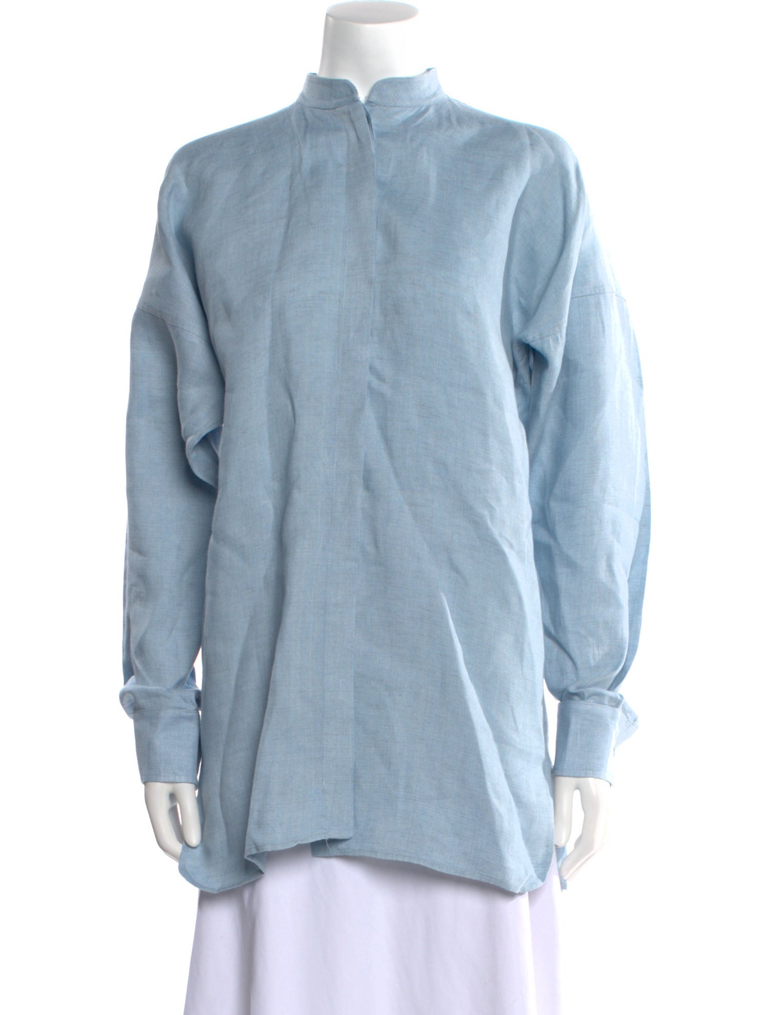 Bondi Born Linen Mock Neck Button-Up Top