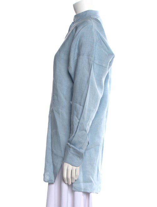 Bondi Born Linen Mock Neck Button-Up Top