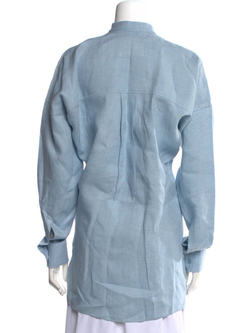 Bondi Born Linen Mock Neck Button-Up Top
