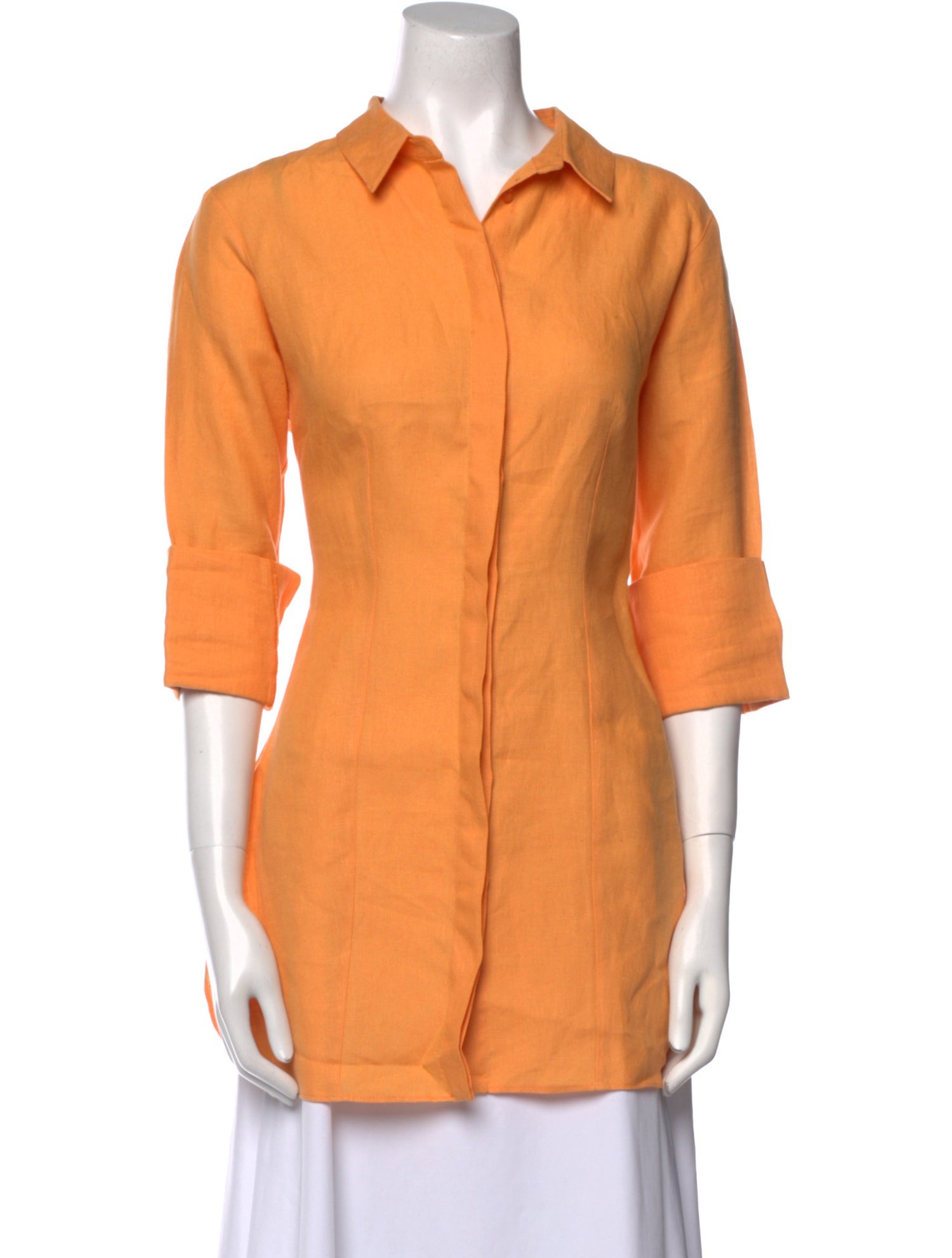 Bondi Born Silk Three-Quarter Sleeve Button-Up Top