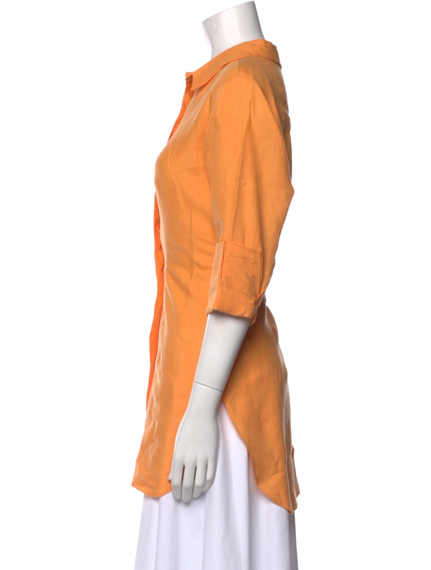 Bondi Born Silk Three-Quarter Sleeve Button-Up Top