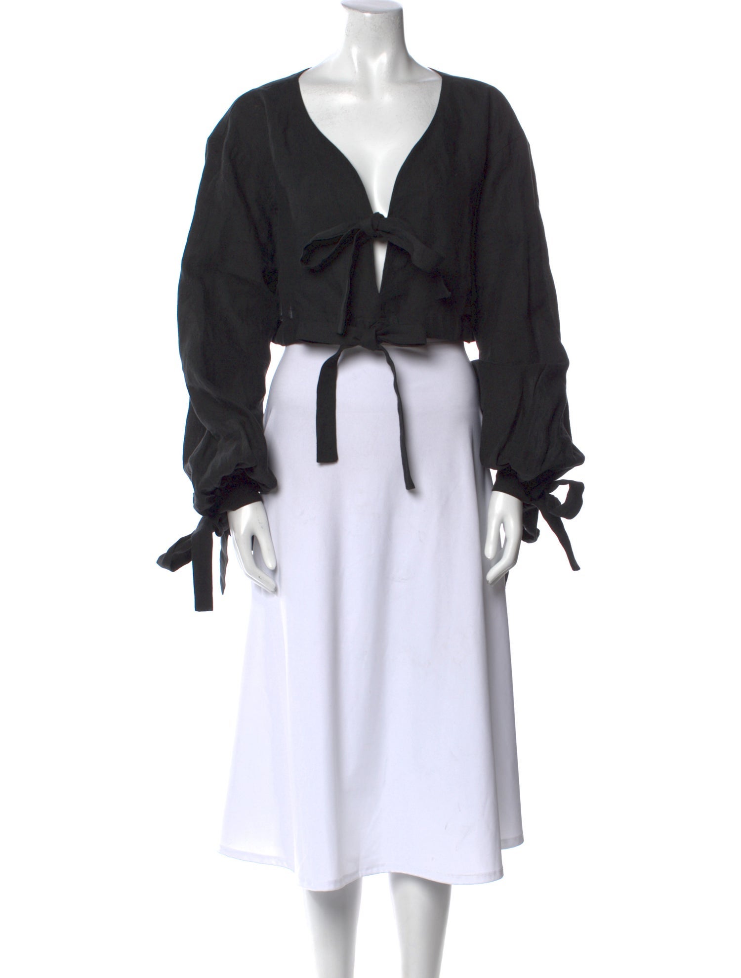 Bondi Born Linen V-Neck Crop Top