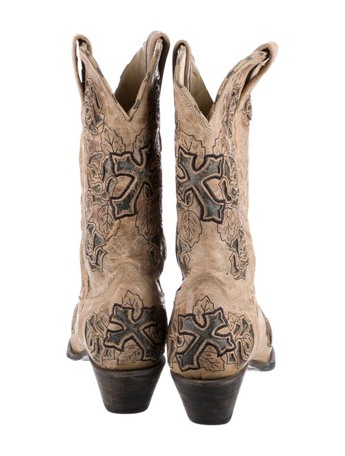 Corral Boots Leather Floral Print Western Boots