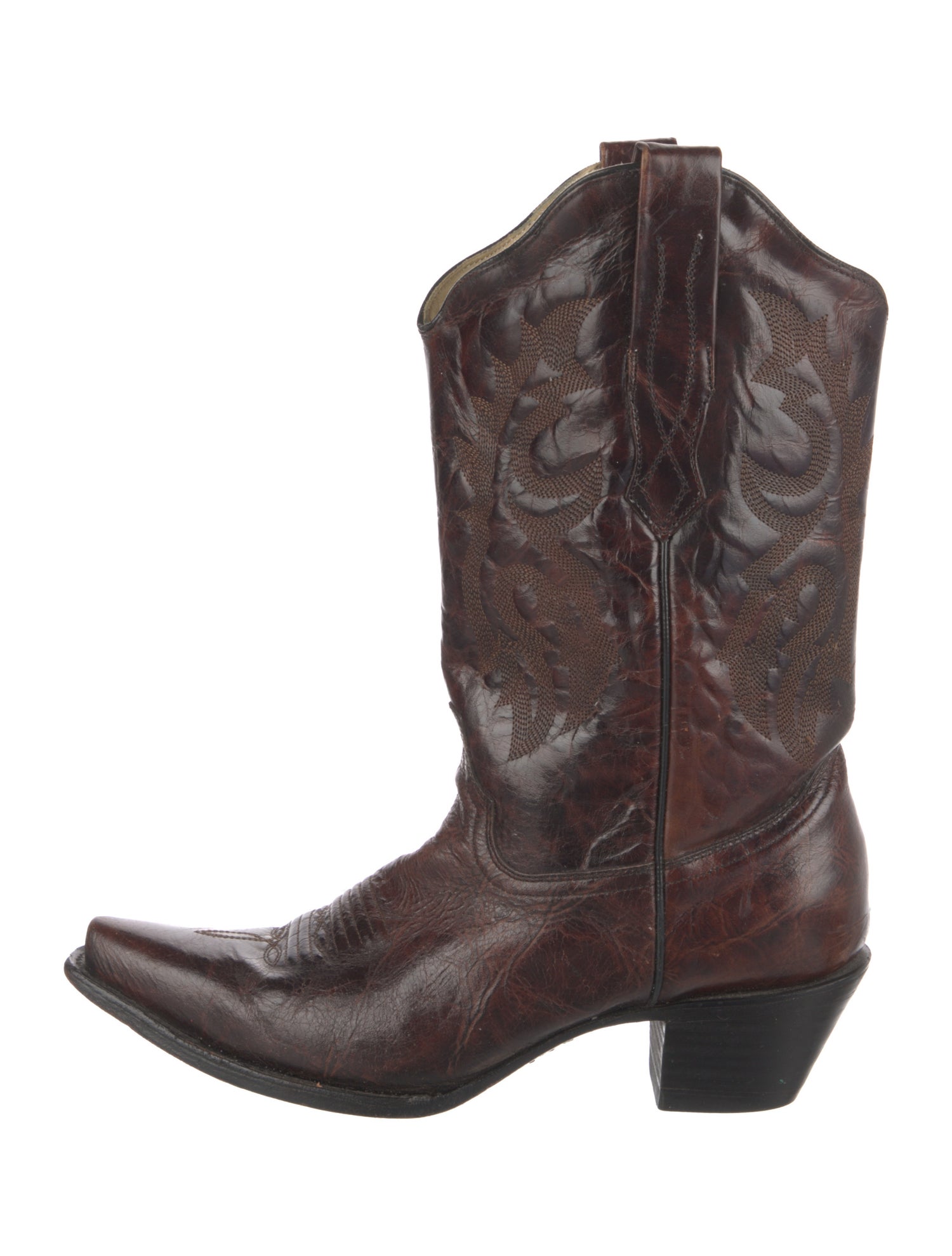 Corral Boots Leather Embroidered Accent Western Boots