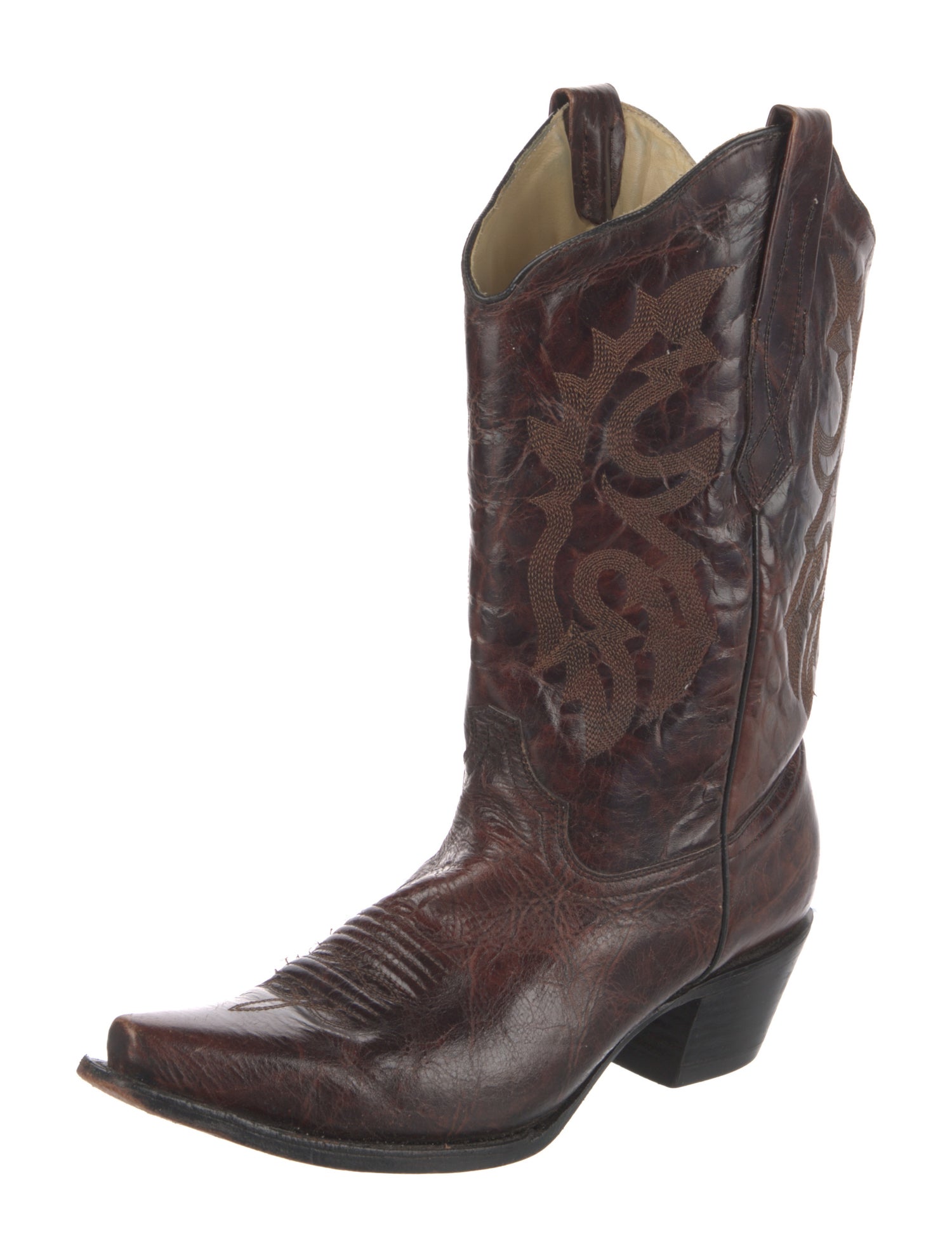 Corral Boots Leather Embroidered Accent Western Boots
