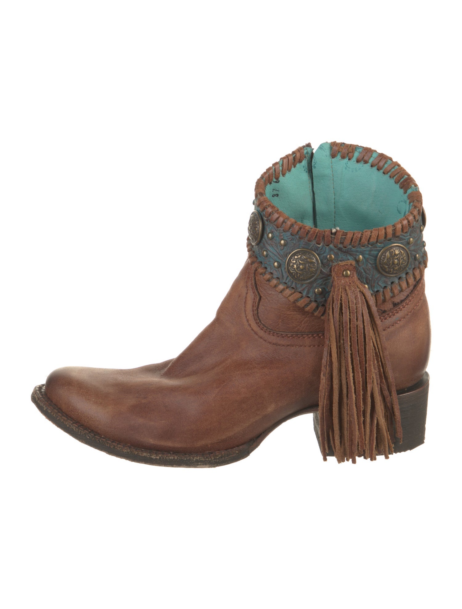 Corral Boots Leather Colorblock Pattern Western Boots