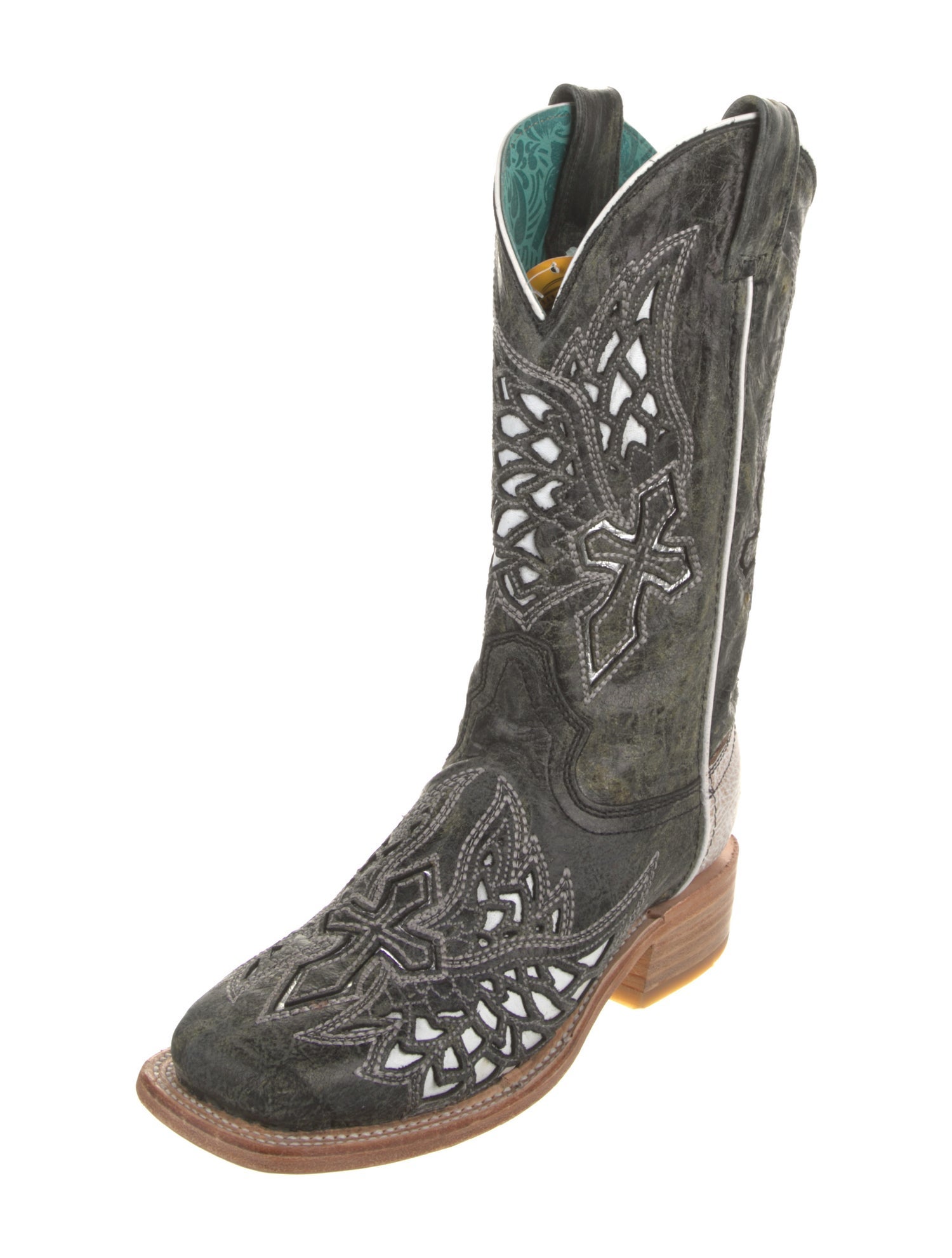 Corral Boots Leather Embroidered Accent Western Boots