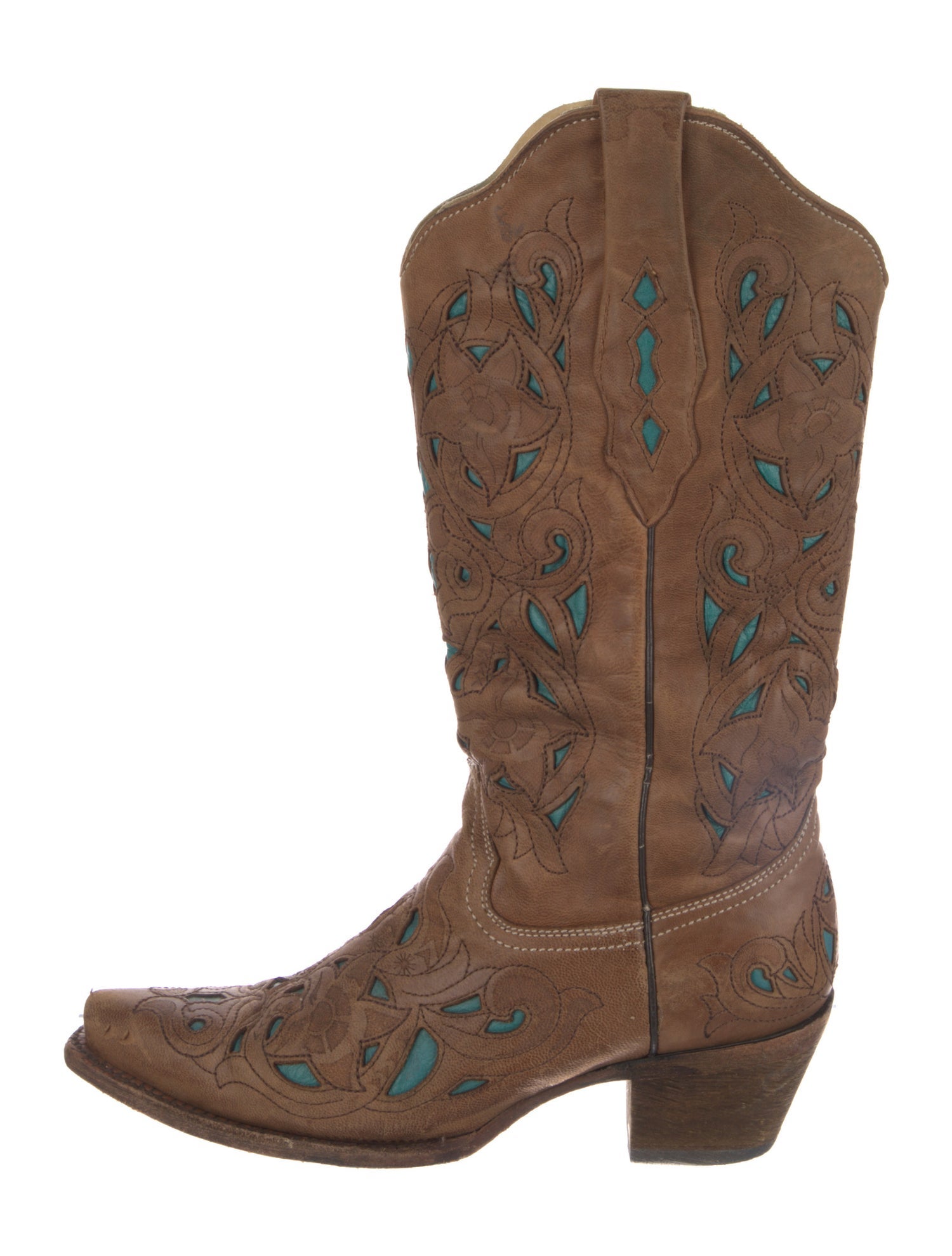 Corral Boots Leather Colorblock Pattern Western Boots