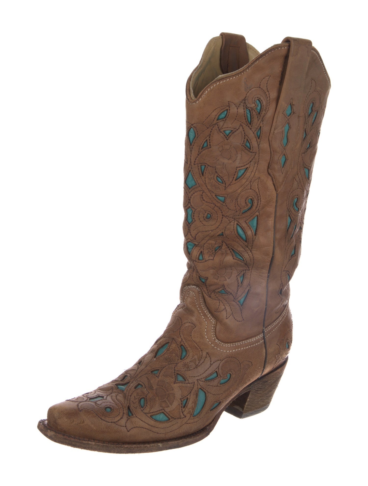 Corral Boots Leather Colorblock Pattern Western Boots