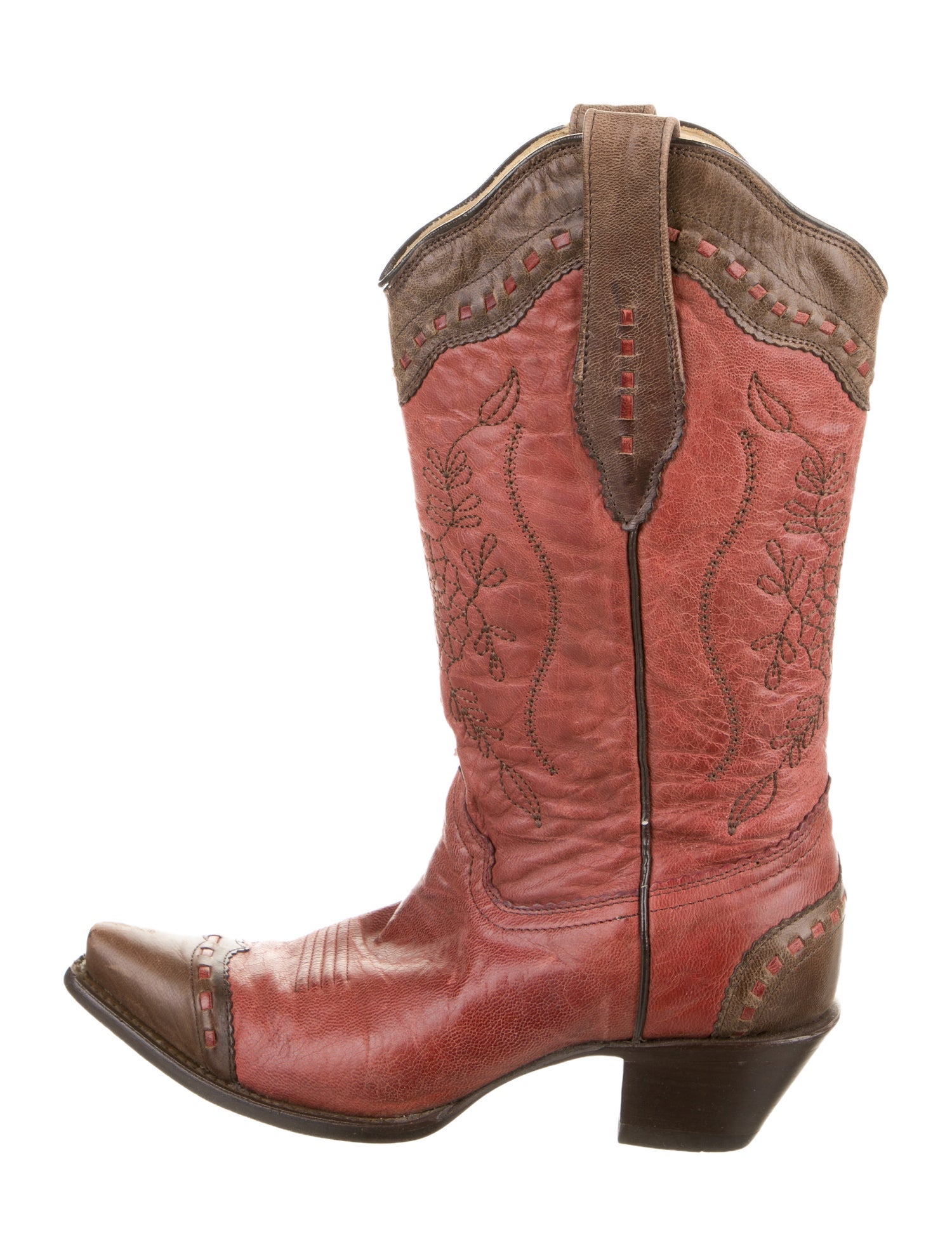 Corral Boots Leather Colorblock Pattern Western Boots