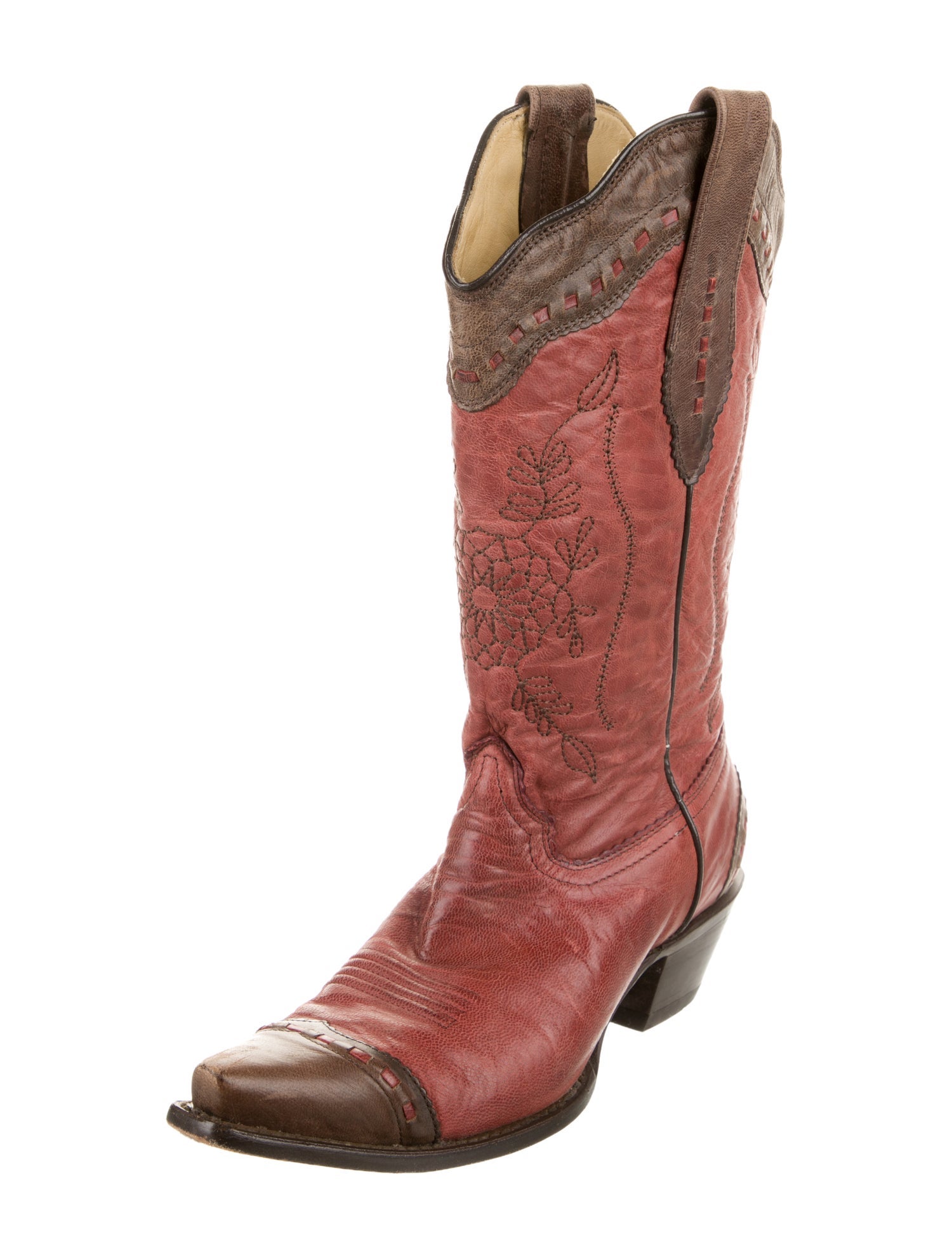 Corral Boots Leather Colorblock Pattern Western Boots