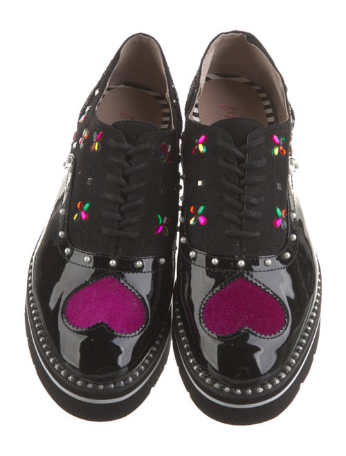 Betsey Johnson Patent Leather Crystal Embellishments Oxfords