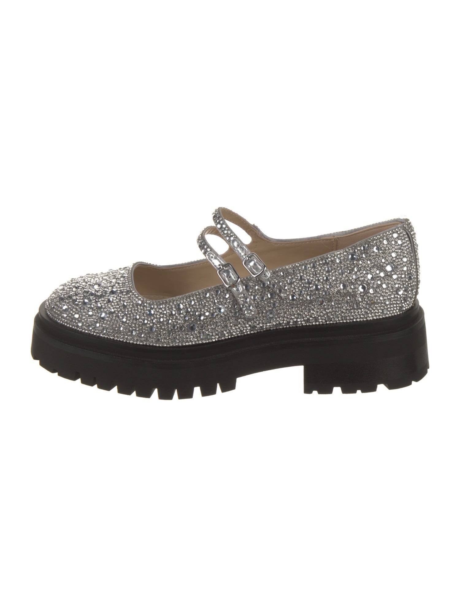 Betsey Johnson Leather Crystal Embellishments Mary Jane Flats