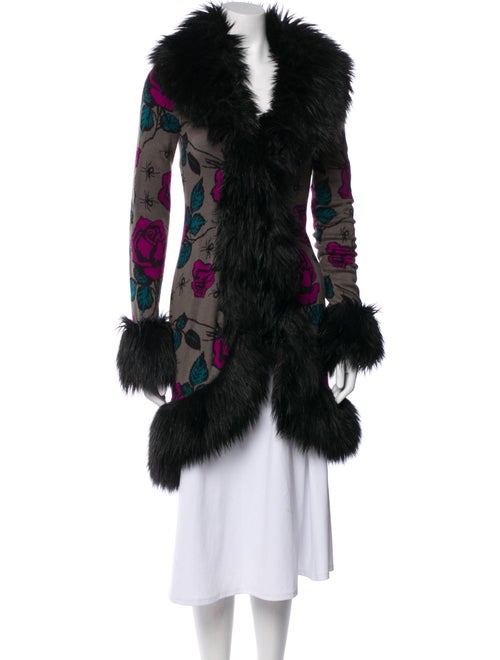 Betsey Johnson Printed Faux Fur Coat