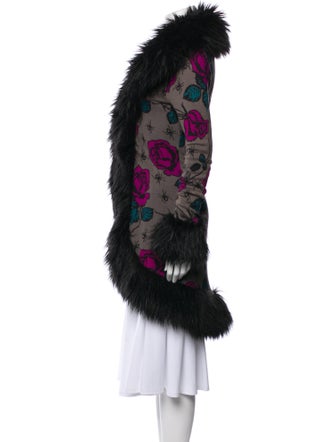 Betsey Johnson Printed Faux Fur Coat