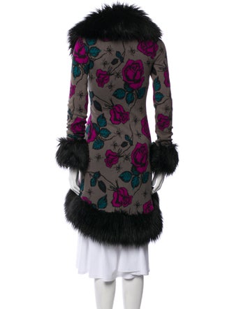 Betsey Johnson Printed Faux Fur Coat