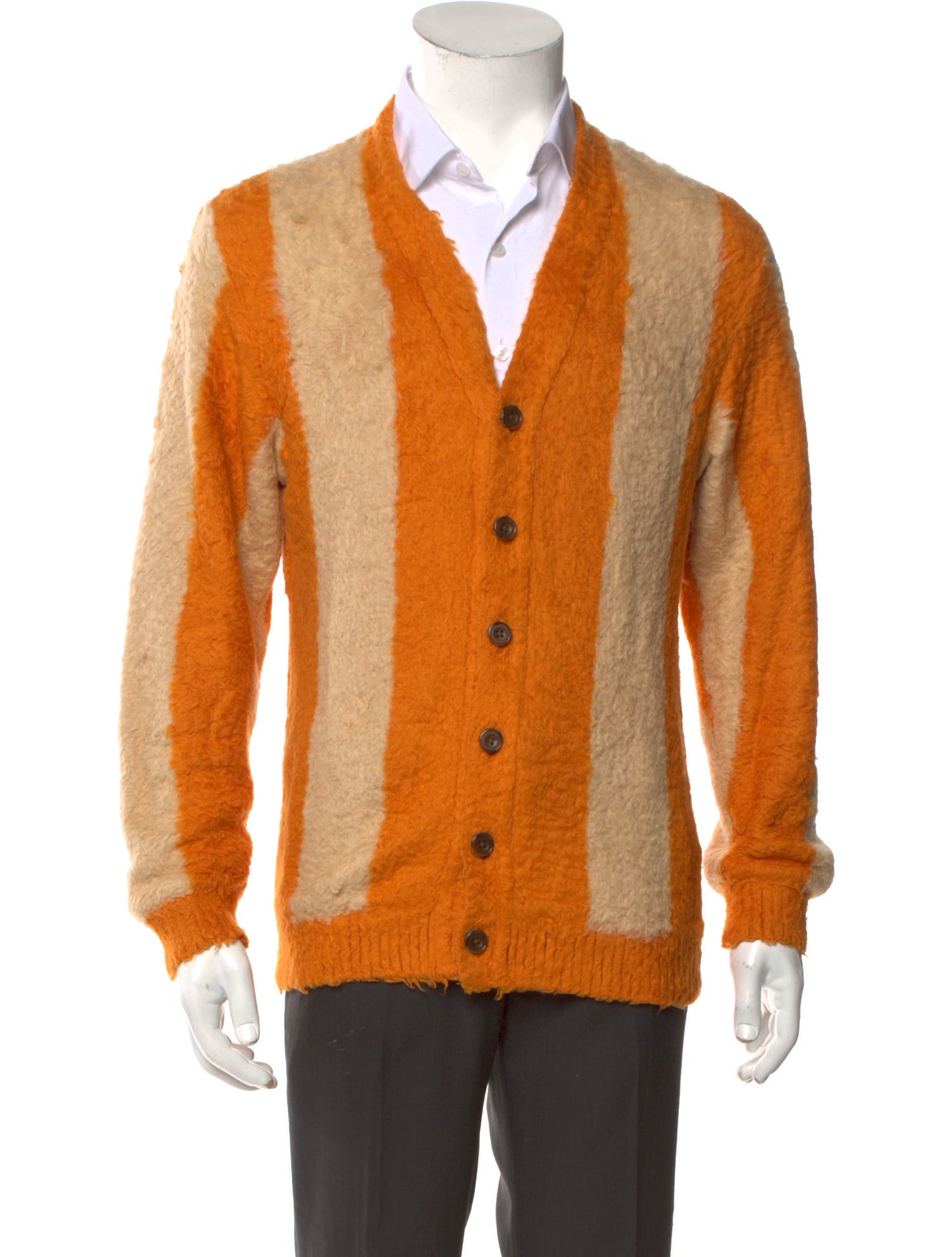 Beams Plus Colorblock Pattern V-Neck Cardigan