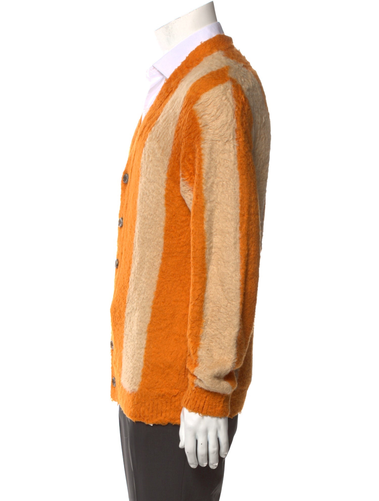 Beams Plus Colorblock Pattern V-Neck Cardigan