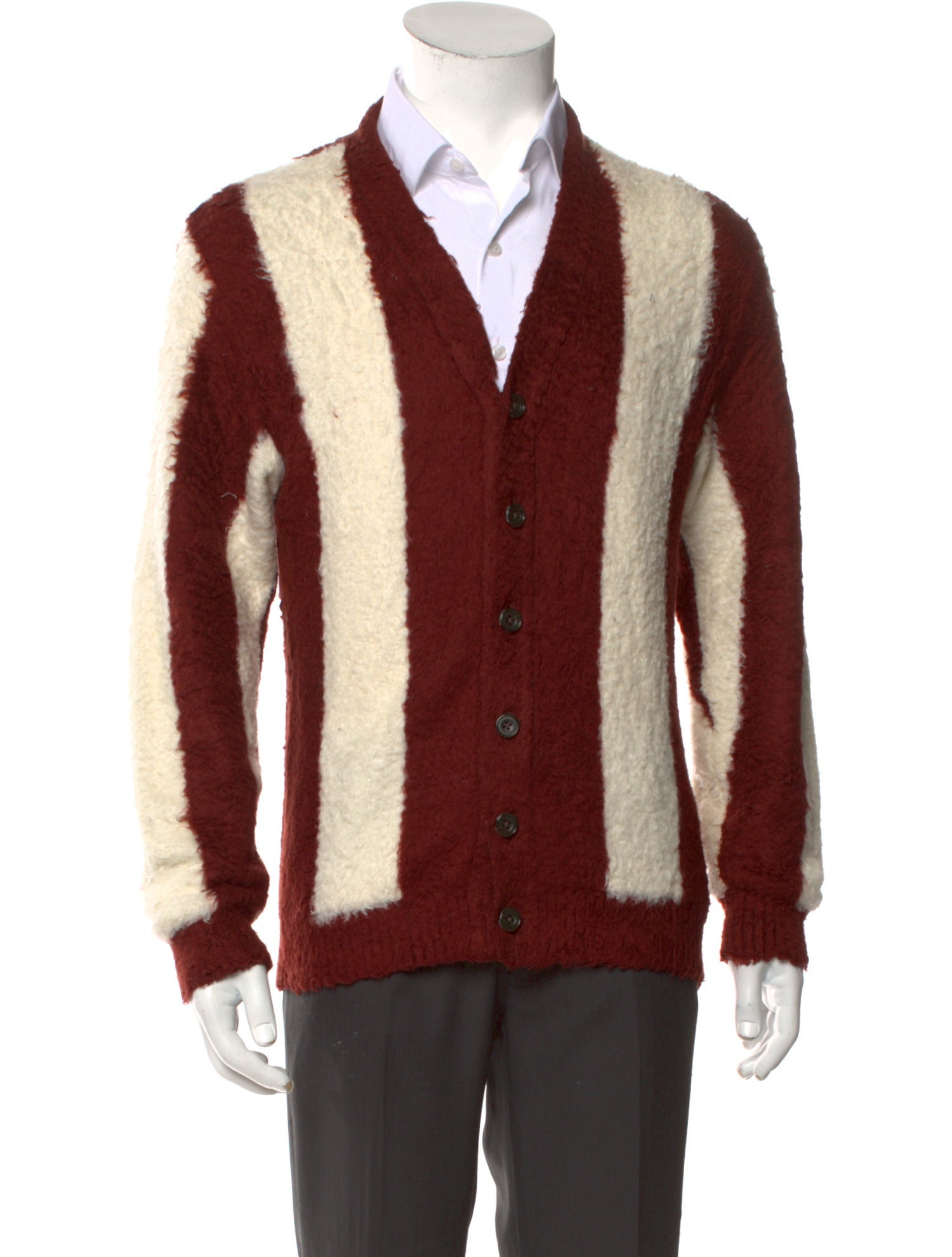 Beams Plus Striped V-Neck Cardigan