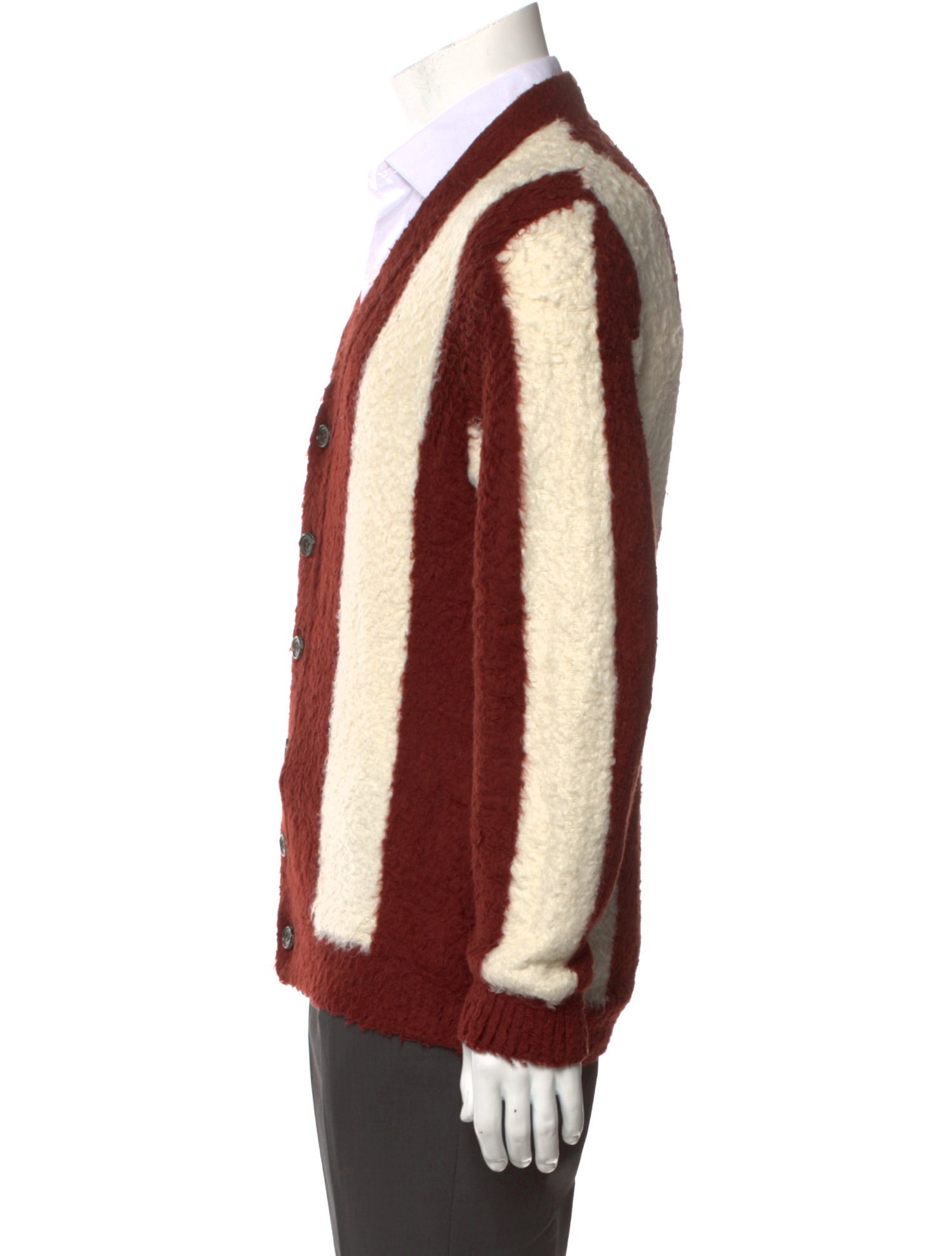 Beams Plus Striped V-Neck Cardigan