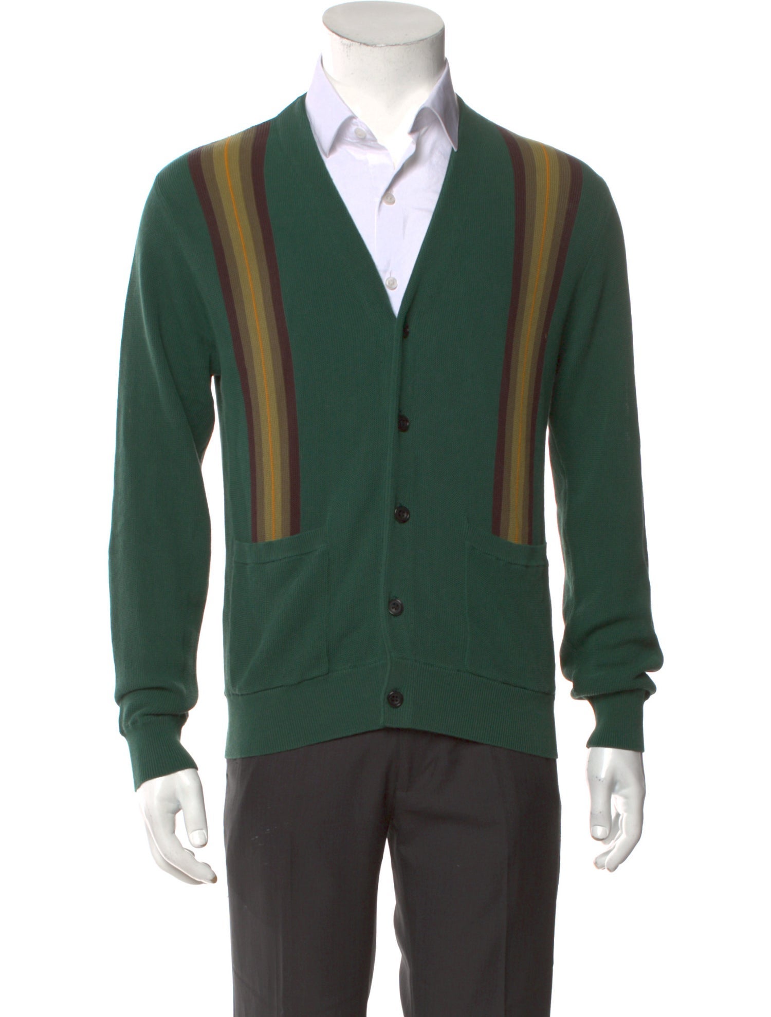 Beams Plus Striped V-Neck Cardigan