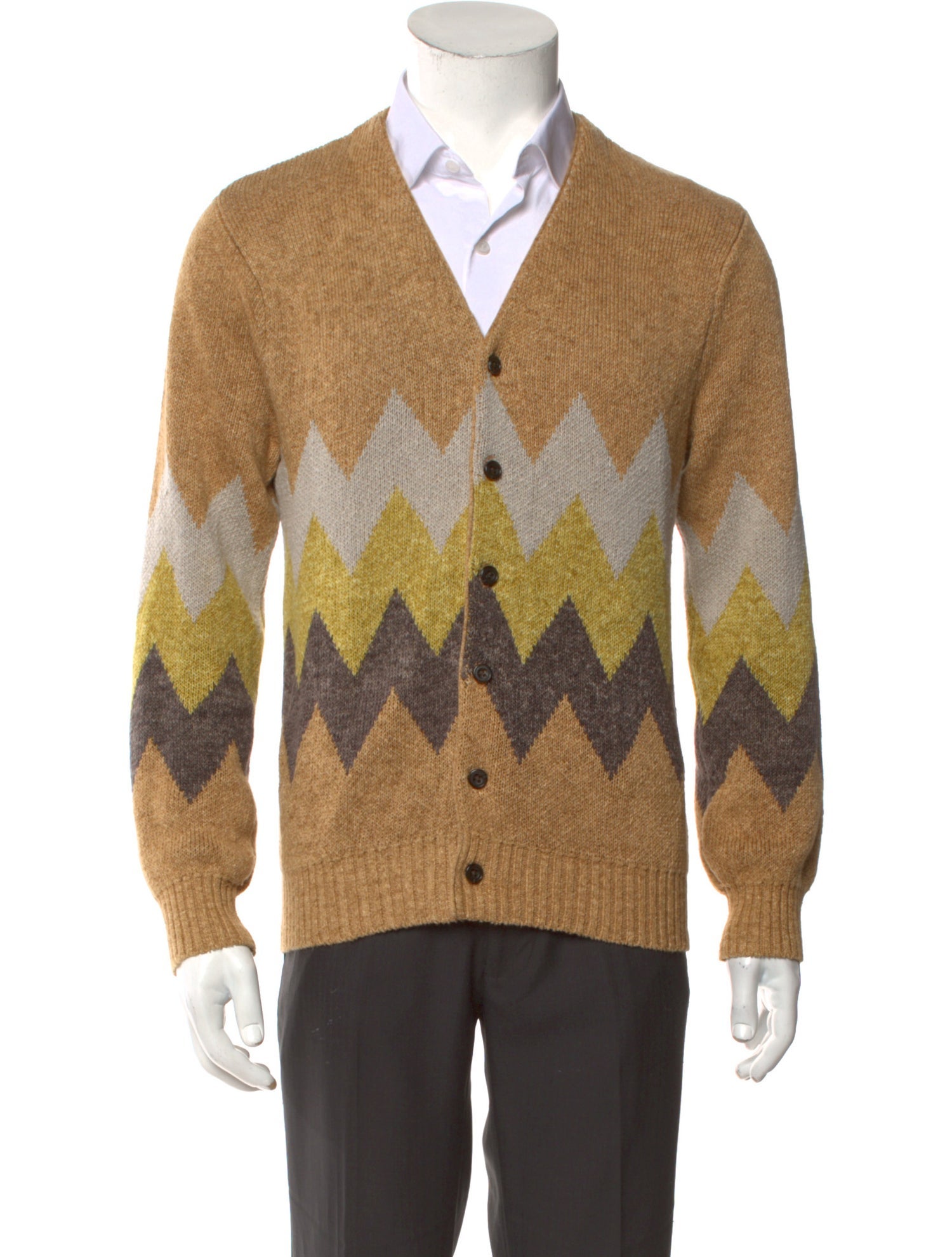 Beams Plus Striped V-Neck Cardigan