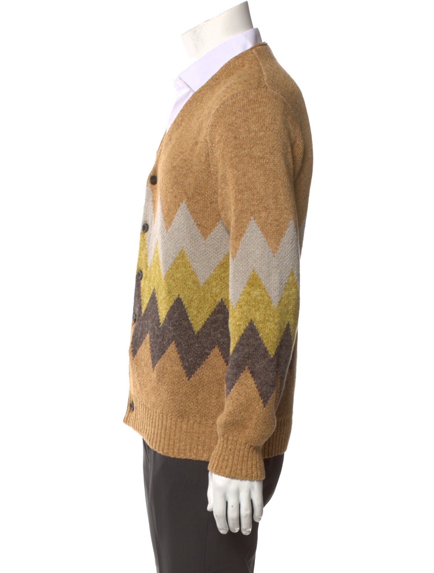 Beams Plus Striped V-Neck Cardigan