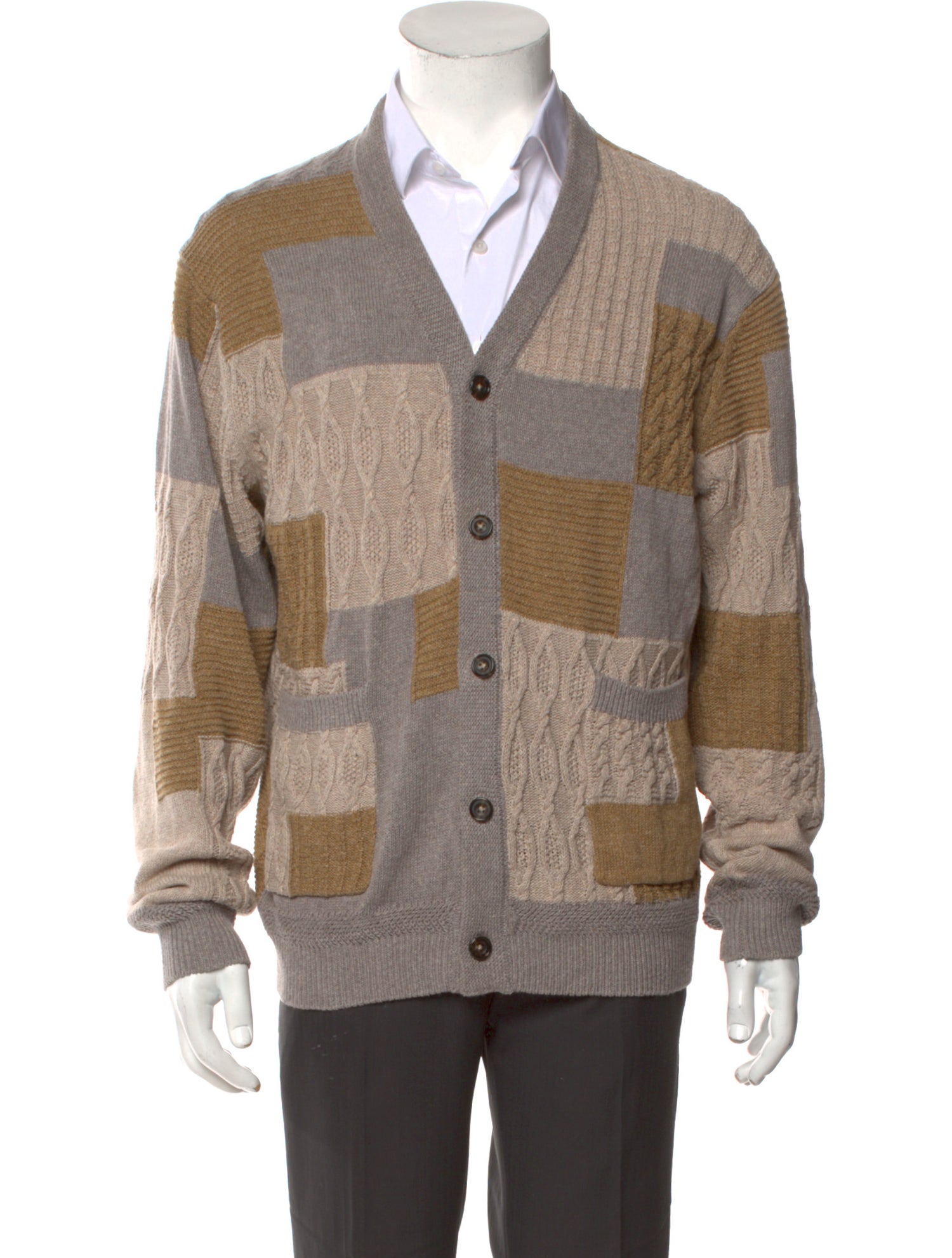 Beams Plus Plaid Print V-Neck Cardigan