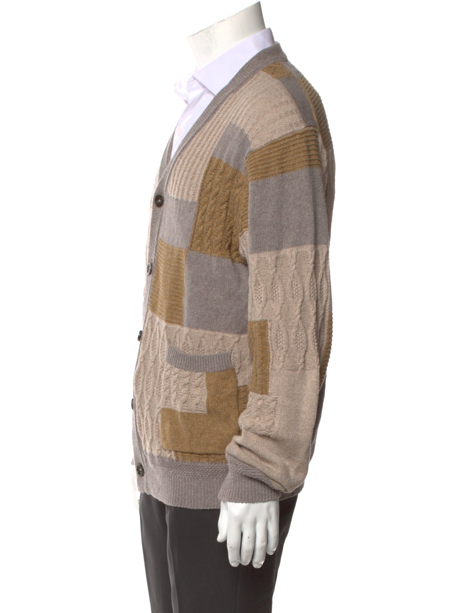 Beams Plus Plaid Print V-Neck Cardigan