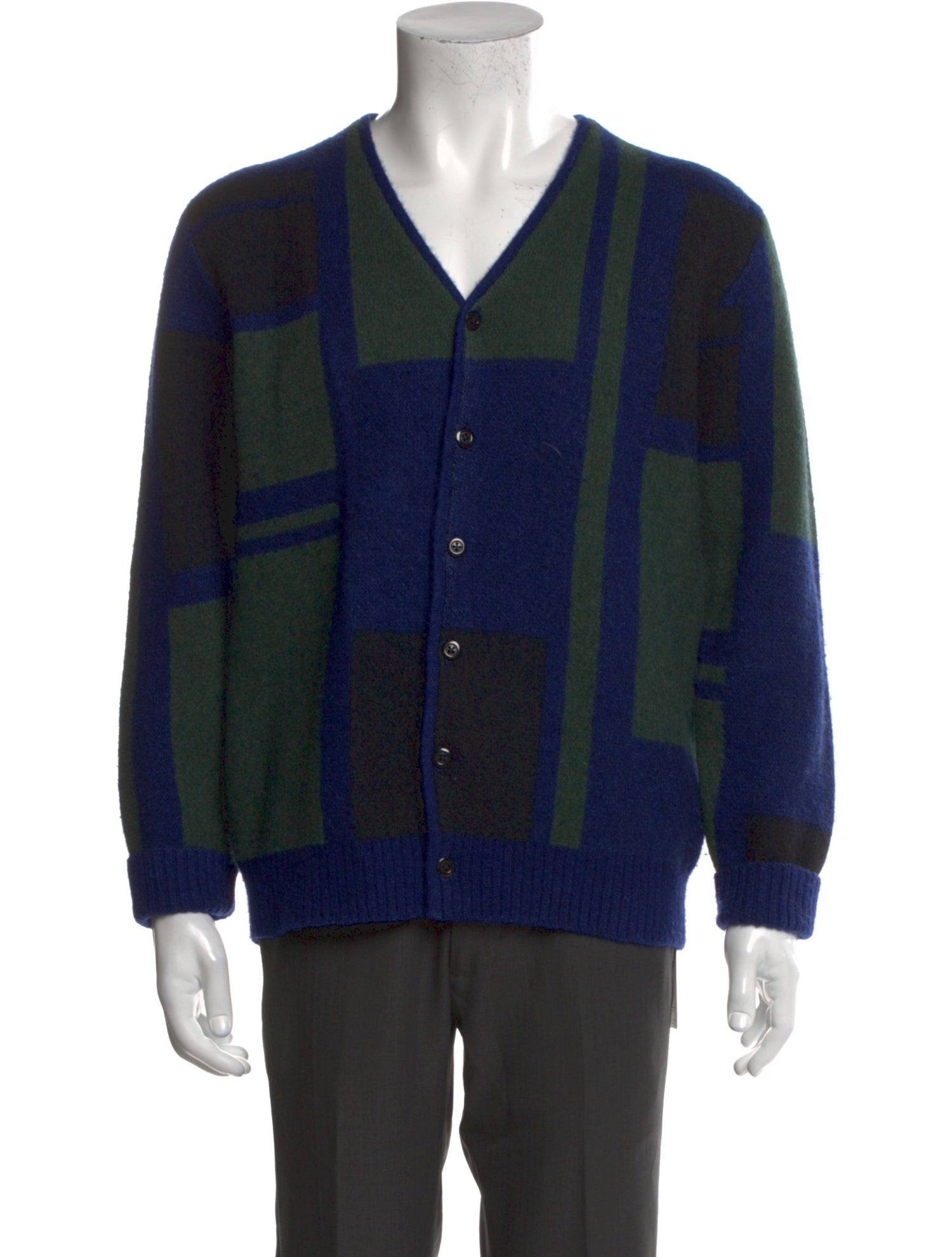 Beams Plus Printed V-Neck Cardigan