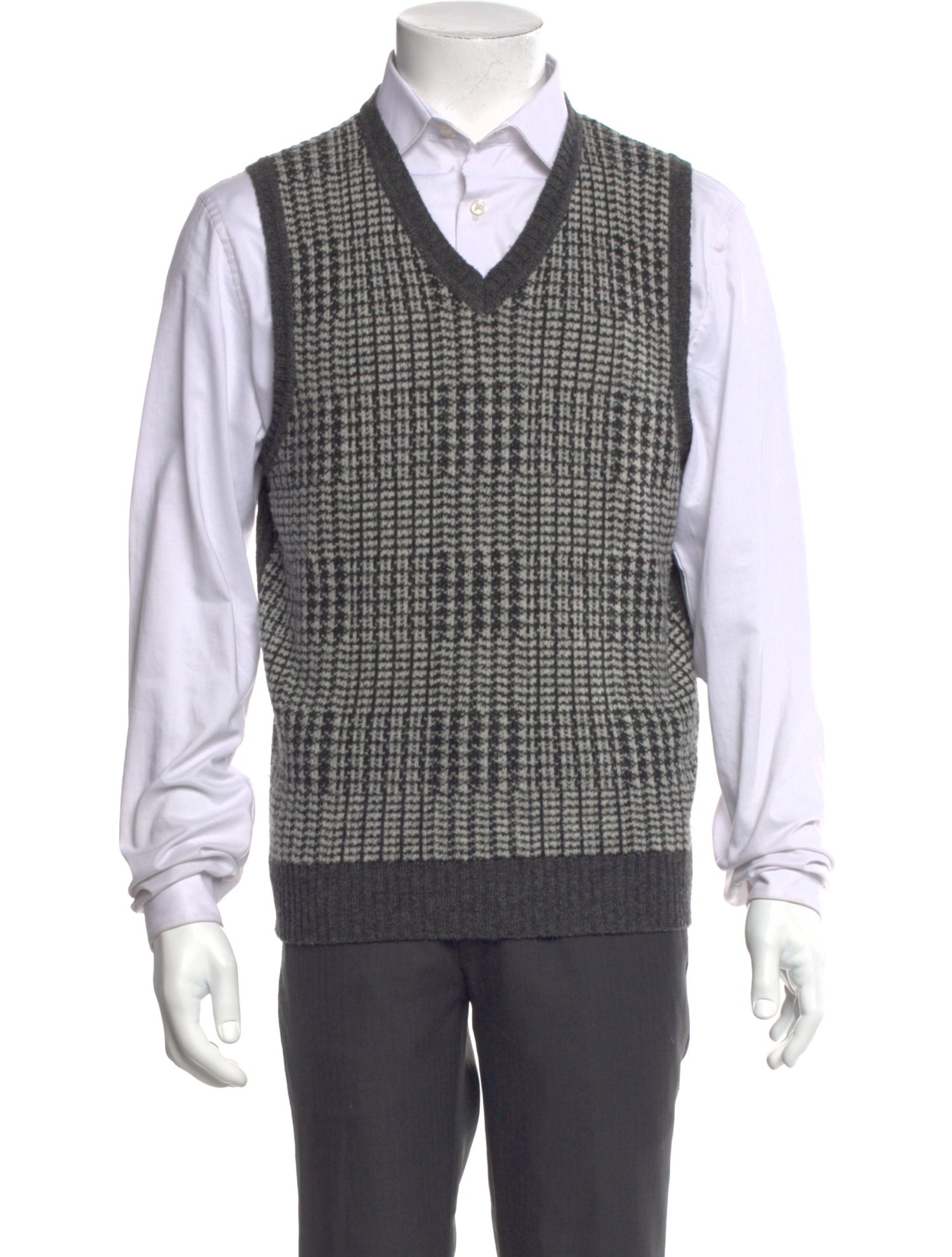 Beams Plus Wool Houndstooth Print Sweater Vest