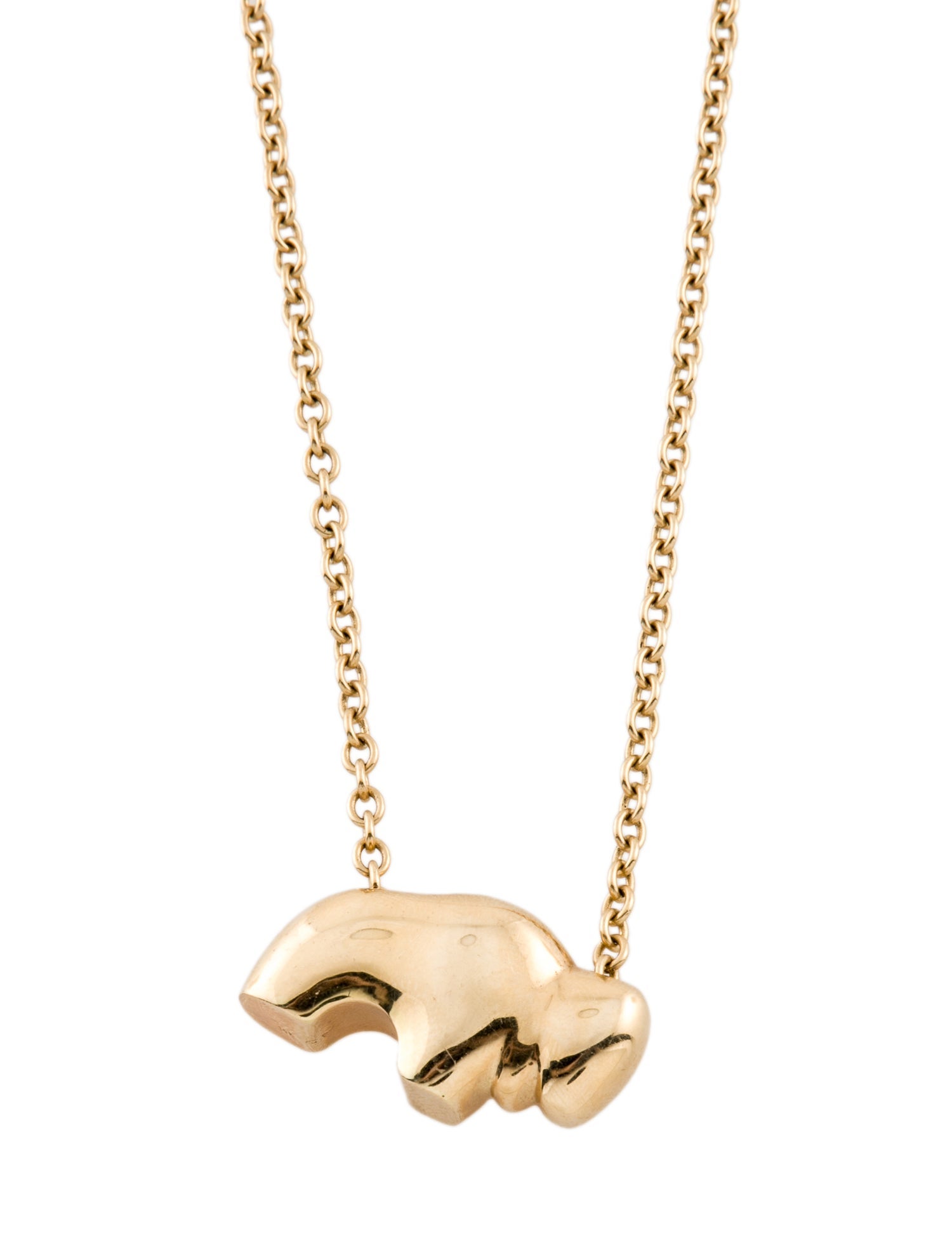 Golden Bear 14K Large Buffalo Pendant Necklace