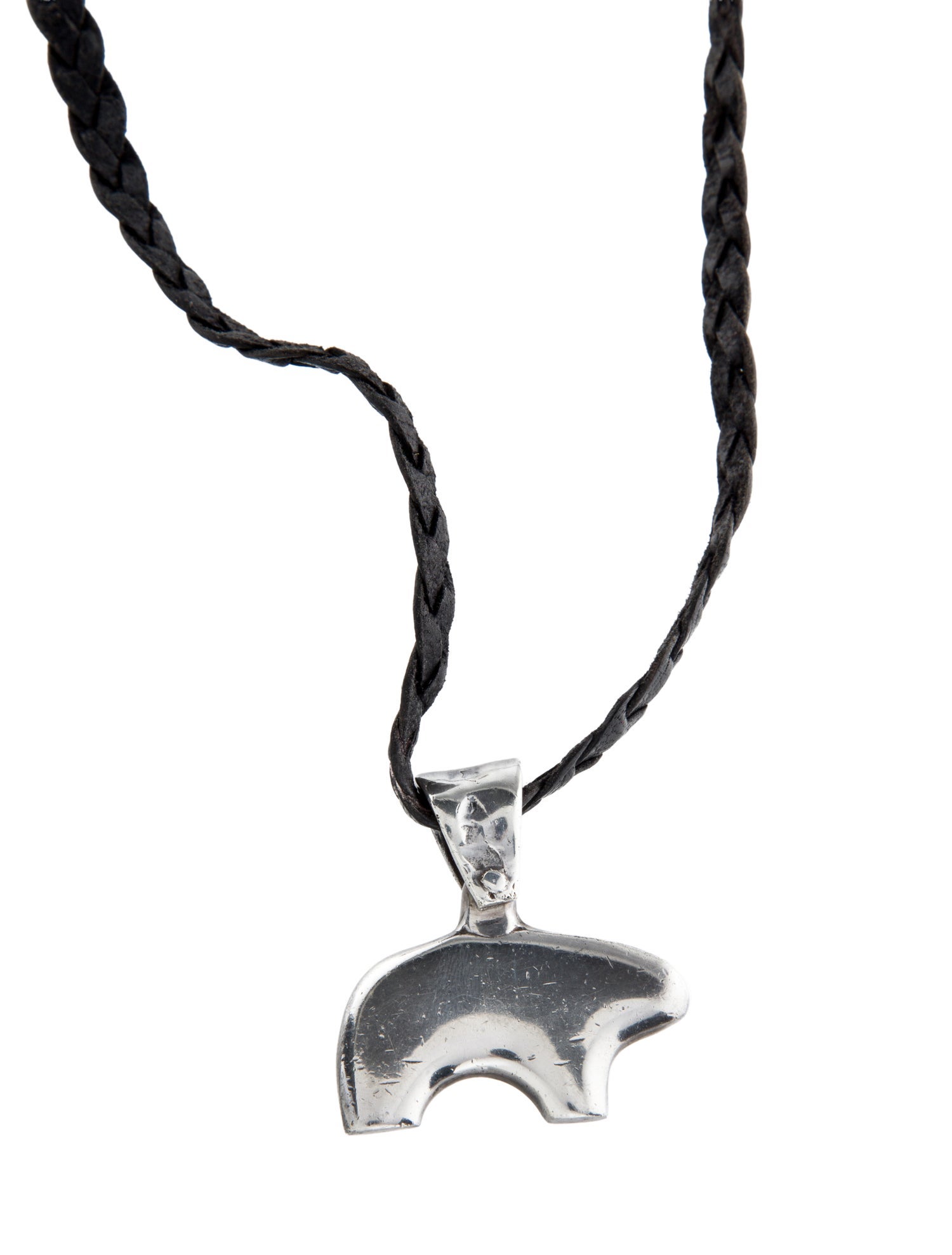 Golden Bear Leather Cord Polar Bear Pendant Necklace