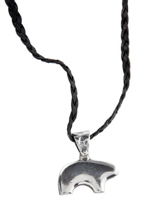 Golden Bear Leather Cord Polar Bear Pendant Necklace