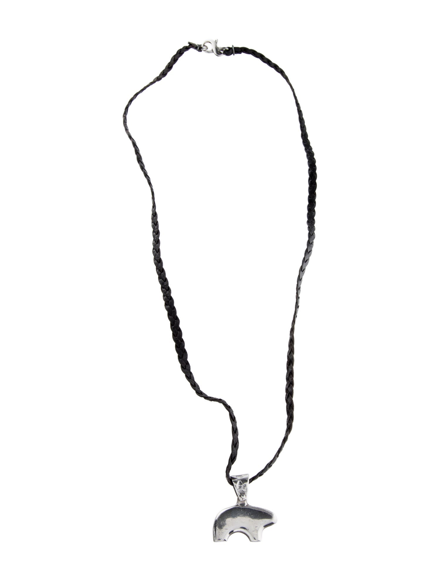 Golden Bear Leather Cord Polar Bear Pendant Necklace