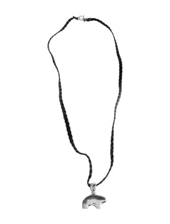 Golden Bear Leather Cord Polar Bear Pendant Necklace