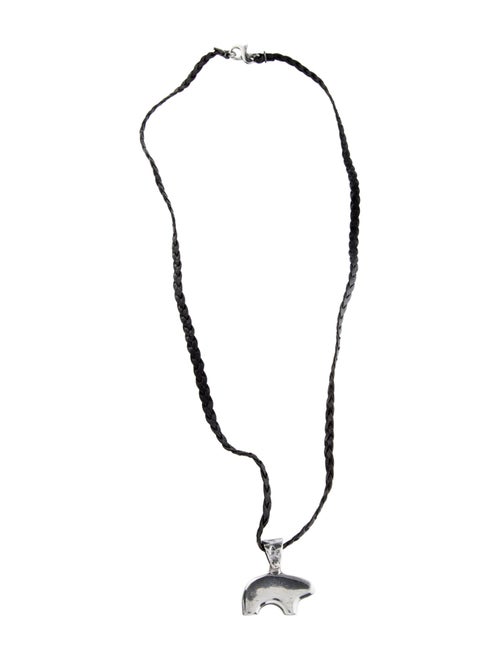 Golden Bear Leather Cord Polar Bear Pendant Necklace