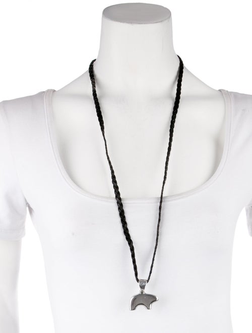 Golden Bear Leather Cord Polar Bear Pendant Necklace