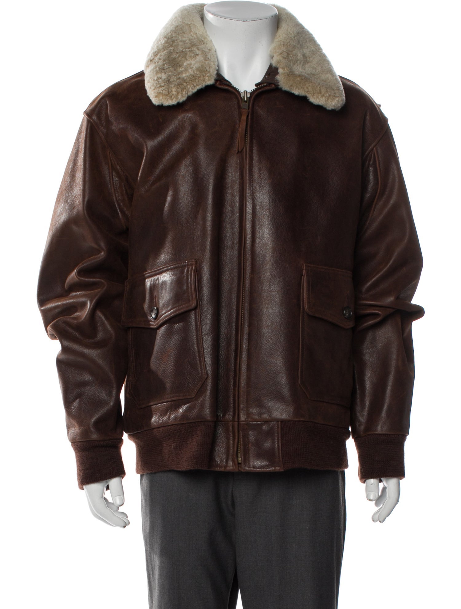 Golden Bear Leather Colorblock Pattern Jacket